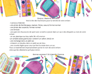 Liste de fournitures PPS PS